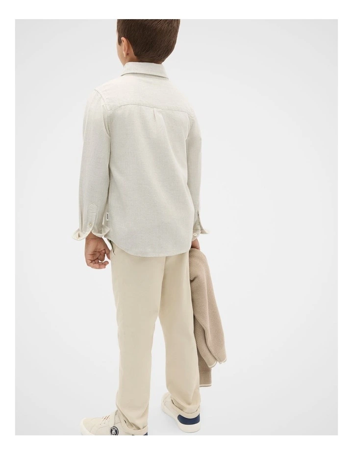 Core Brushed Cotton Shirt in Oat Marle image 2