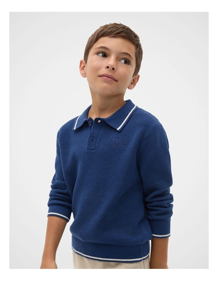 Essential Knit Polo in French Navy image 1