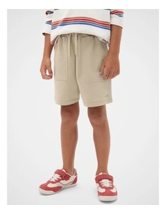 Stitch Detail Track Short in Milk Tea