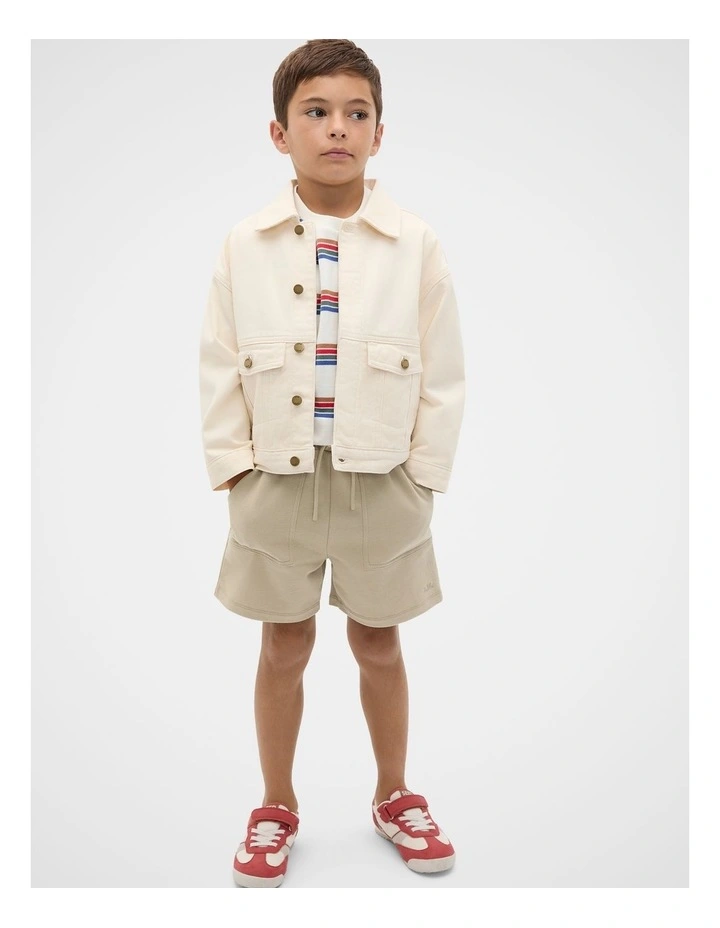 Stitch Detail Track Short in Milk Tea image 3