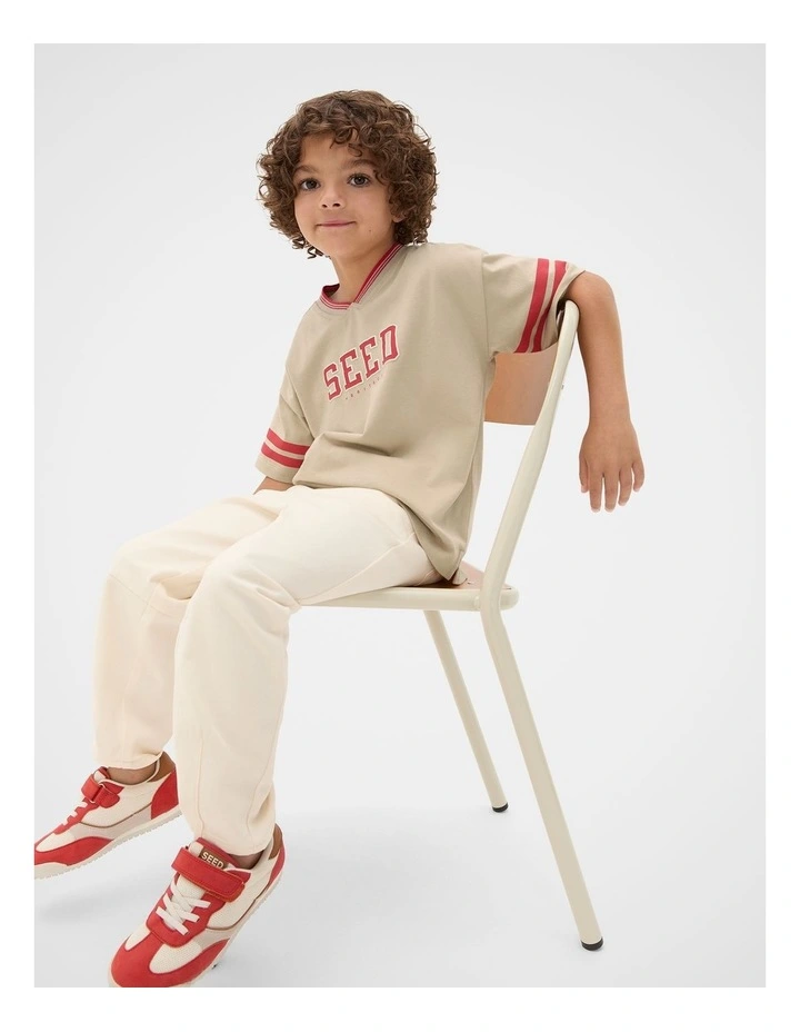 Sports Stripe Logo Tee in Milk Tea image 3