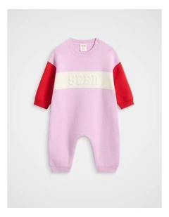 Colourblock Logo Knit Romper in Multi