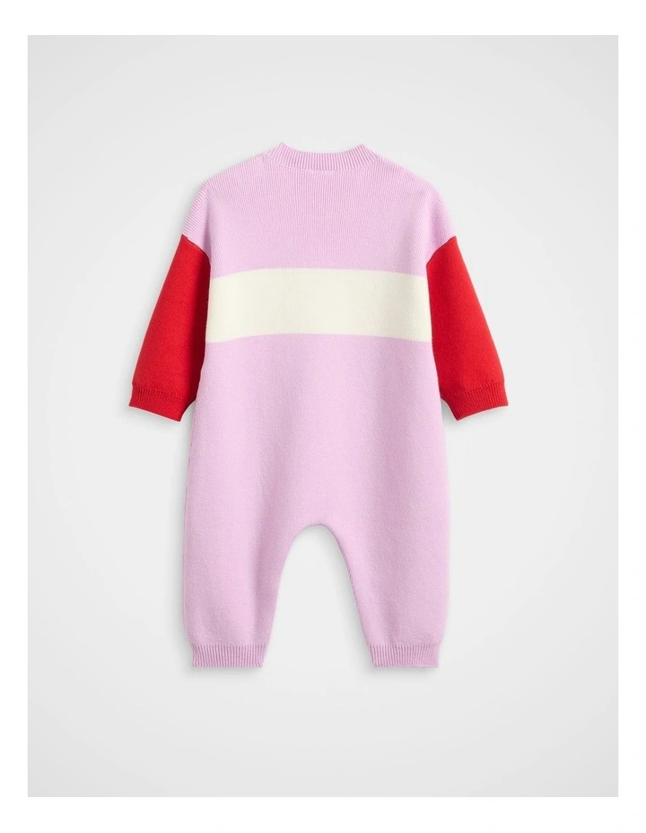 Colourblock Logo Knit Romper in Multi image 2