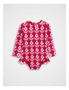 Floral Rashsuit in Chilli Red