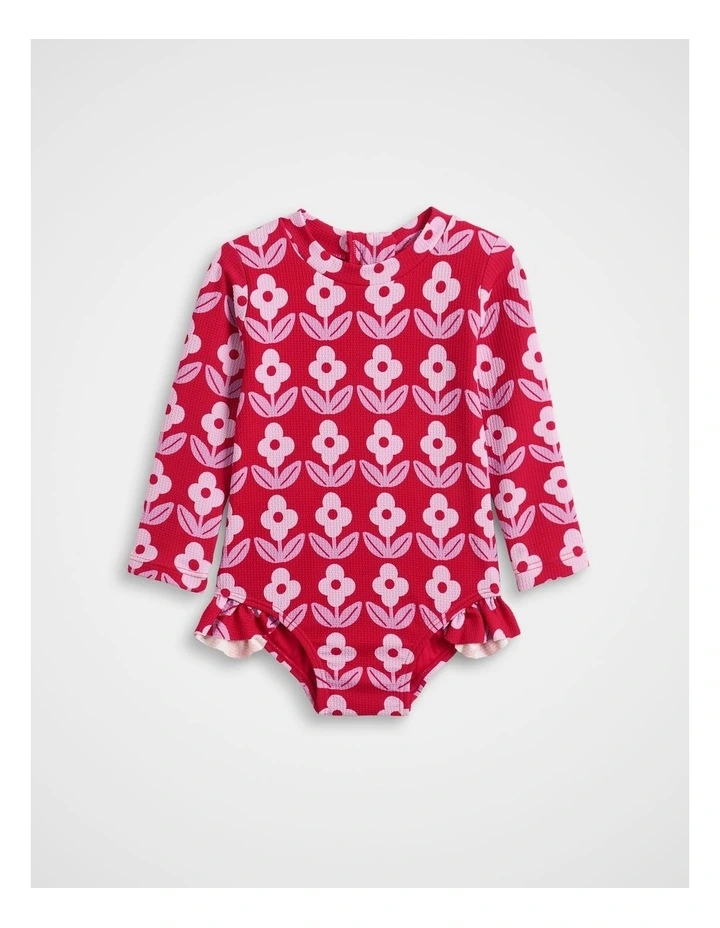 Floral Rashsuit in Chilli Red image 1