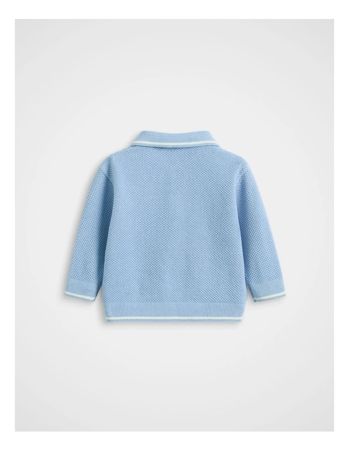 Essential Knit Polo in Cloud Blue image 2