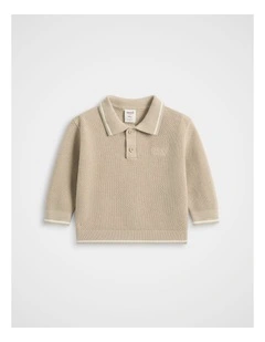 Essential Knit Polo in Milk Tea
