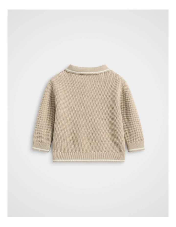 Essential Knit Polo in Milk Tea image 2