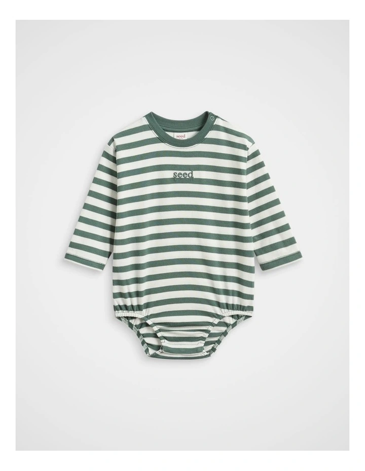 Core Stripe Rugby Bodysuit in Forest image 1