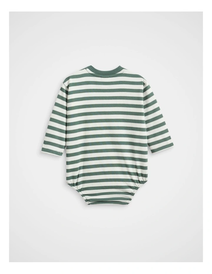 Core Stripe Rugby Bodysuit in Forest image 2