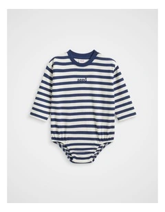 Core Stripe Rugby Bodysuit in French Navy