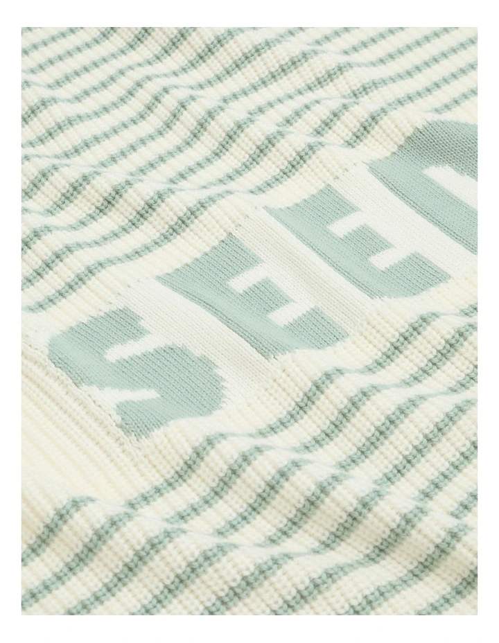 Logo Stripe Knit Blanket in Sage image 2