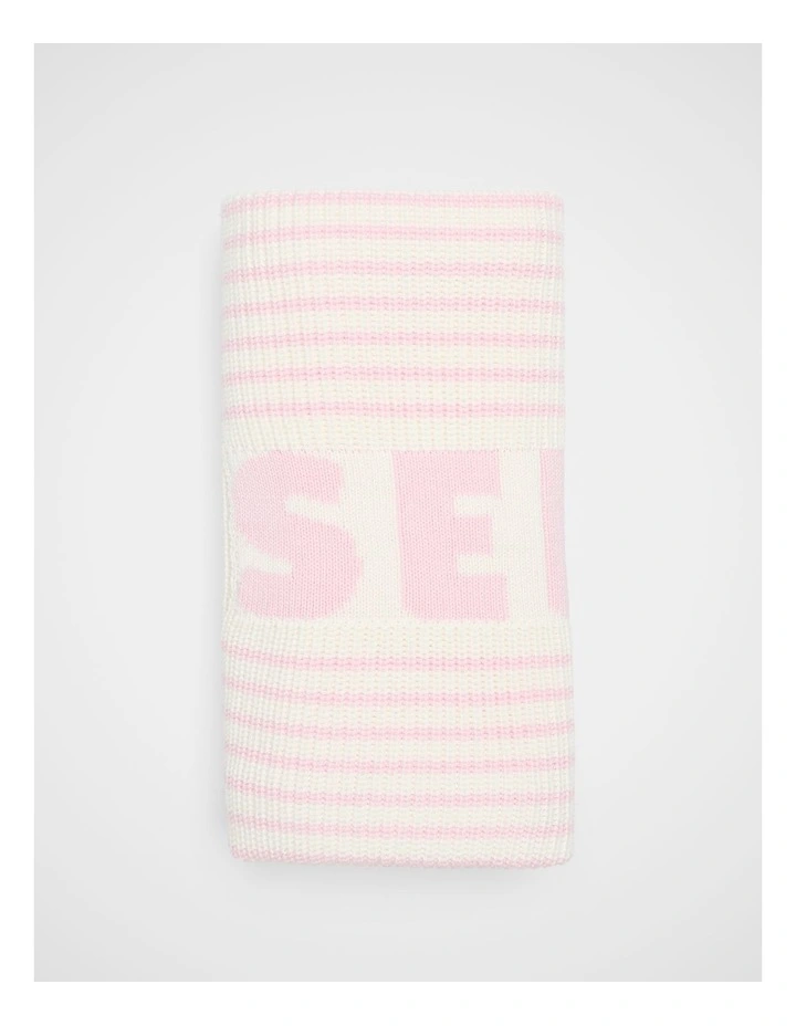 Logo Stripe Knit Blanket in Posie image 1
