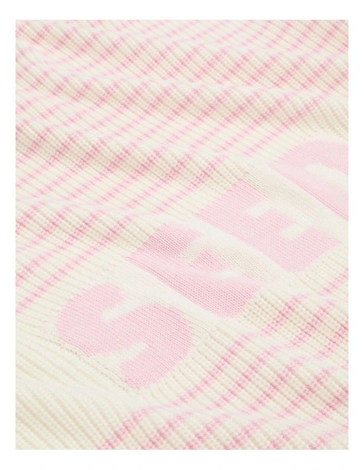 Logo Stripe Knit Blanket in Posie image 2