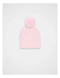 Knitted Pompom Beanie in Posie