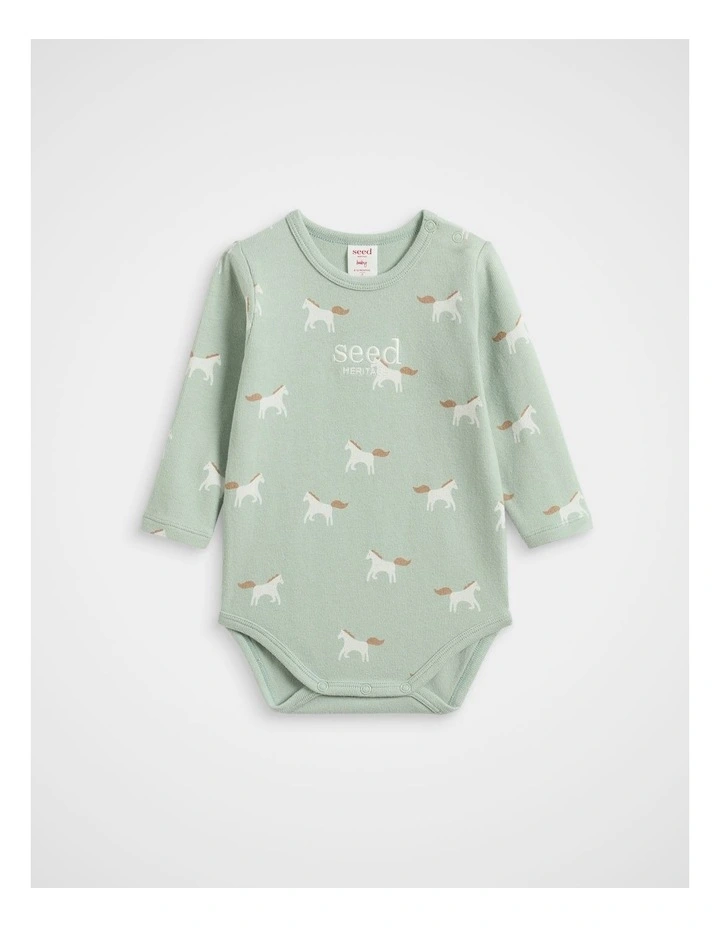 Horse Logo Bodysuit in Sage image 1