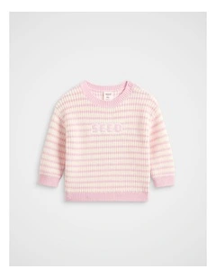 Logo Stripe Knit in Posie Stripe