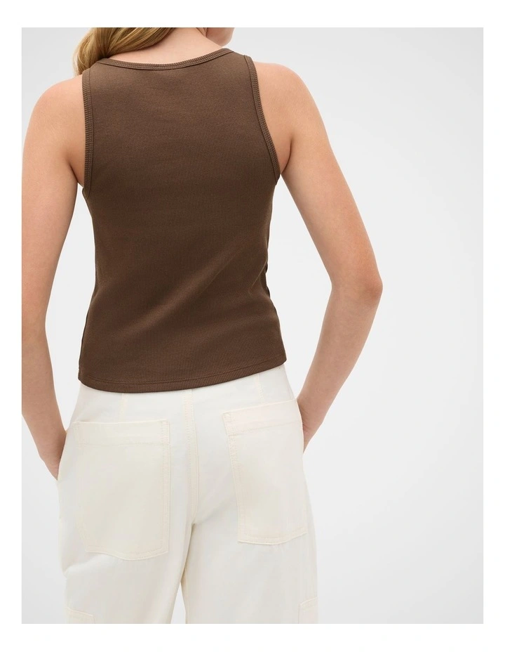 Square Neck Logo Tank in Chocolate image 2