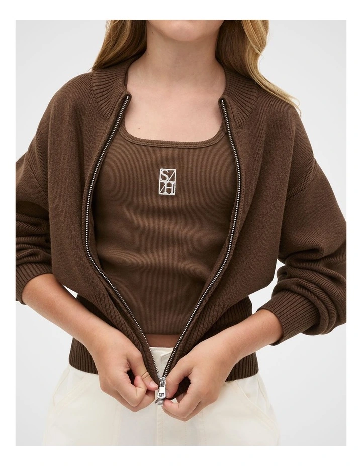 Square Neck Logo Tank in Chocolate image 3