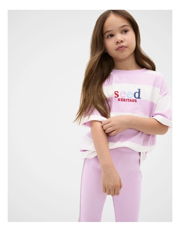 Stripe Logo Tee in Orchid image 1