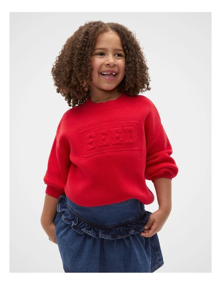 Logo Knit Sweater in Chilli Red image 1