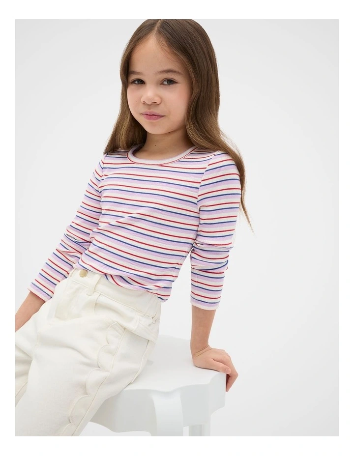 Stripe Rib Tee in Multi image 1