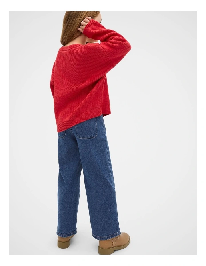 Bow Knit Cardigan in Chilli Red image 2