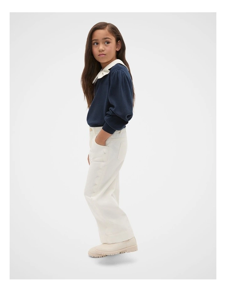 Bow Knit Sweater in New Navy image 3