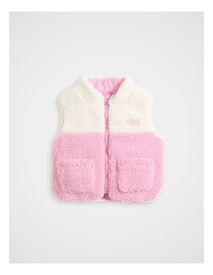Reversible Logo Vest in Candy Pink