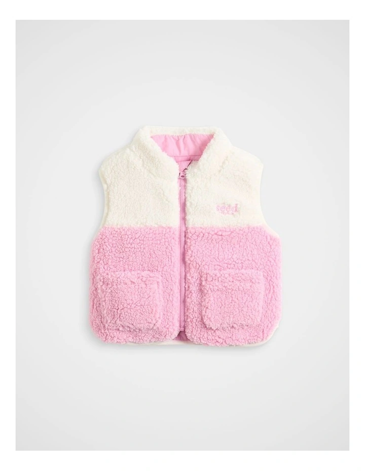 Reversible Logo Vest in Candy Pink image 1