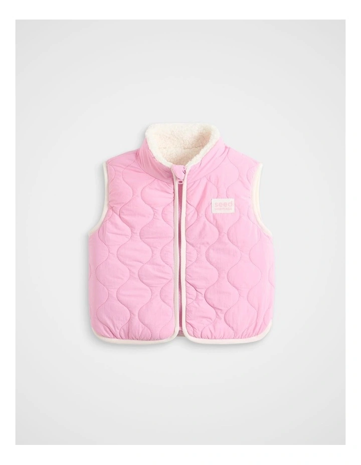 Reversible Logo Vest in Candy Pink image 4