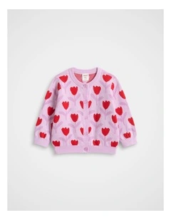 Tulip Knit Cardigan in Orchid