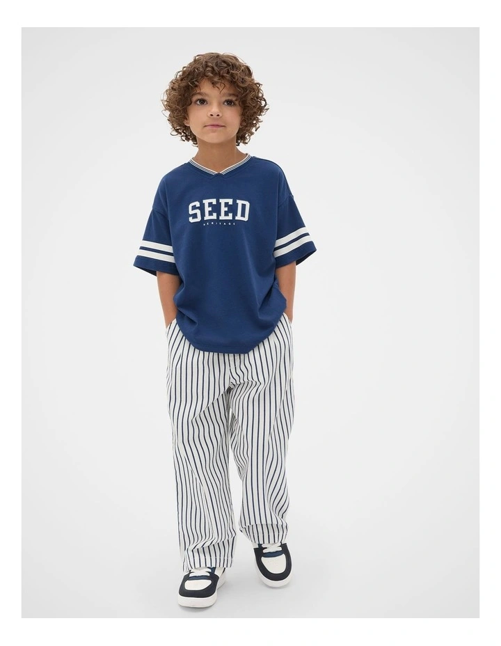 Sports Stripe Logo Tee in French Navy image 3