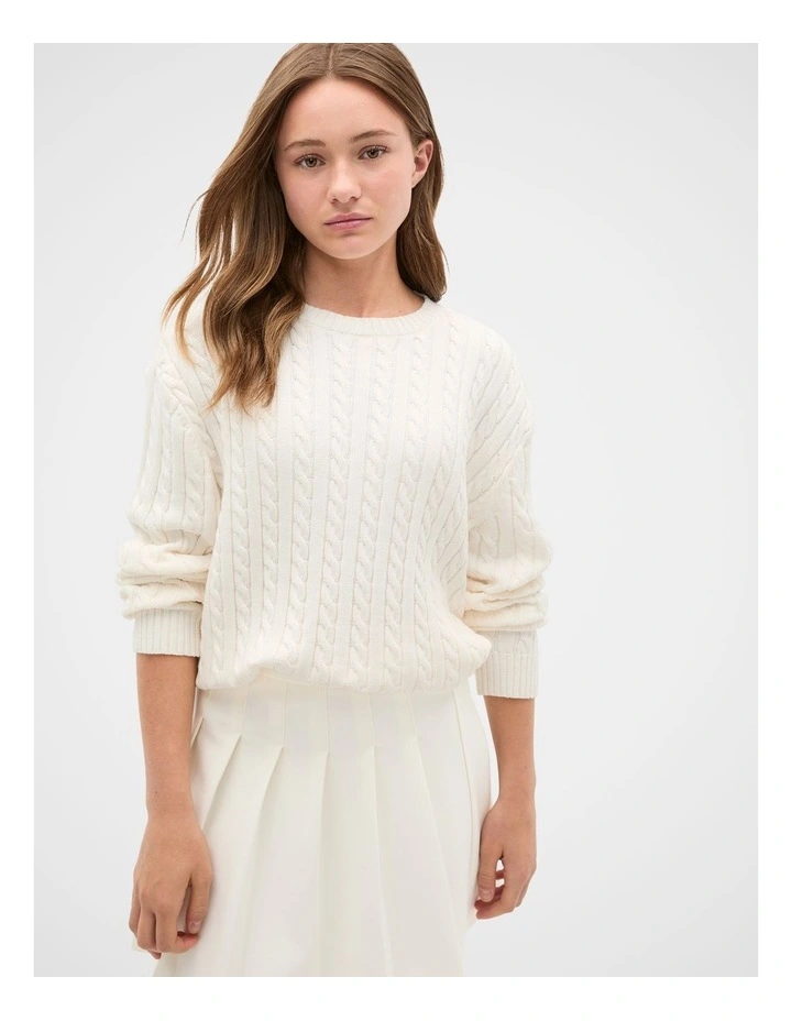 Relaxed Cable Knit Sweater in Classic Cream image 1