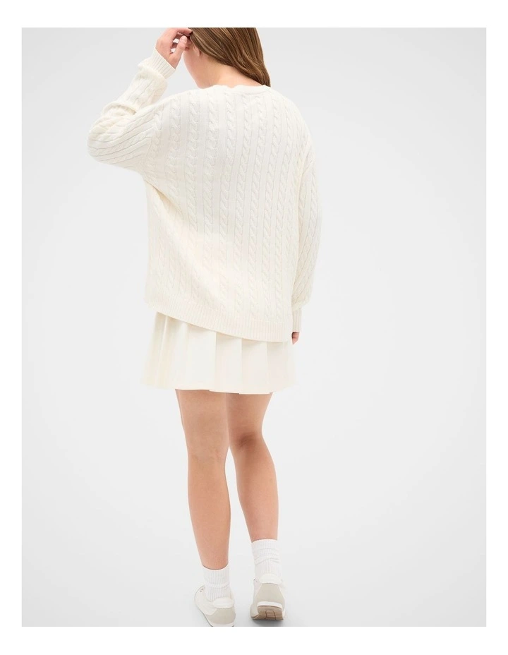 Relaxed Cable Knit Sweater in Classic Cream image 2