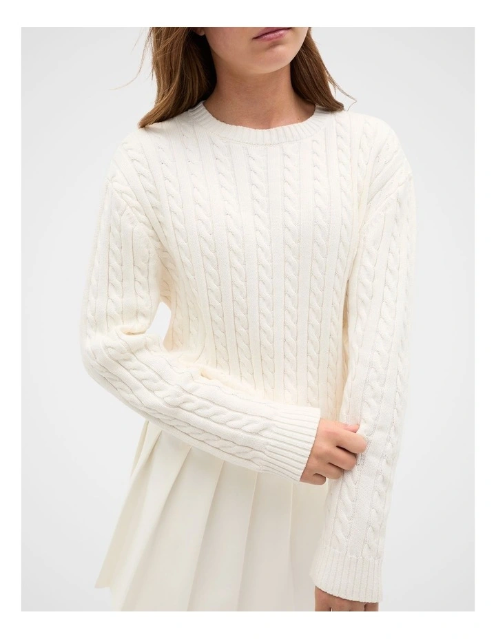 Relaxed Cable Knit Sweater in Classic Cream image 3