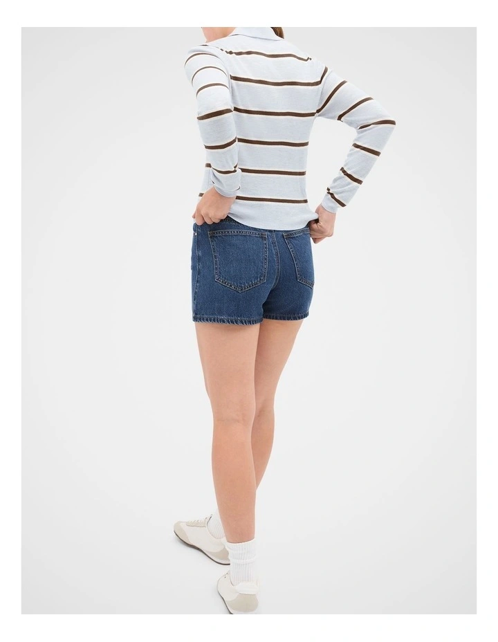 Polo Collar Knit Sweater in Cloud Grey Marle image 2