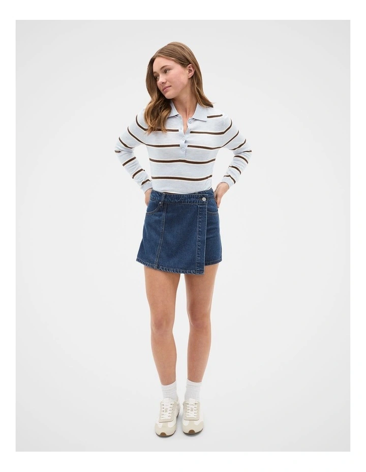 Polo Collar Knit Sweater in Cloud Grey Marle image 3