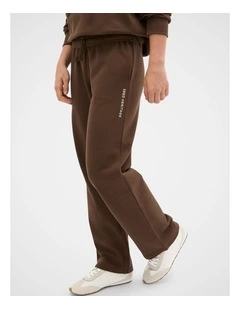 Roll Waist Logo Track Pant in Chocolate