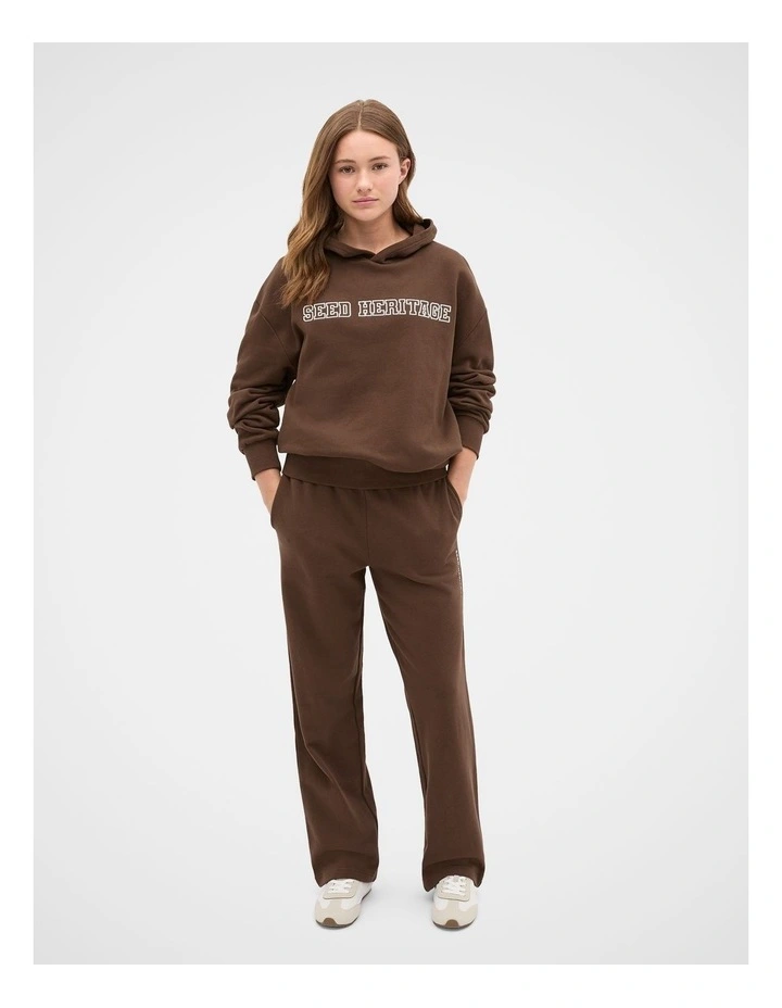 Roll Waist Logo Track Pant in Chocolate image 3