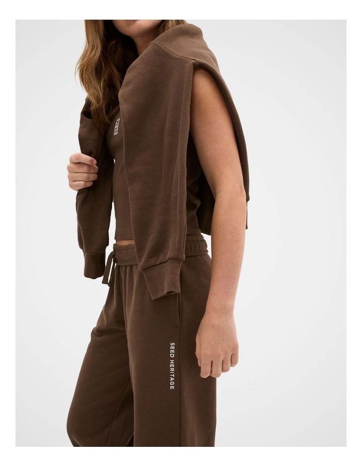 Roll Waist Logo Track Pant in Chocolate image 4