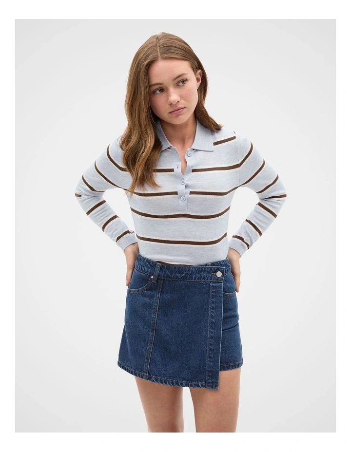 Panelled Denim Skort in Ink Wash image 3