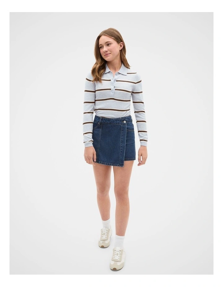 Panelled Denim Skort in Ink Wash image 4