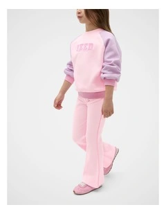 Colour Block Logo Sweat Top in Pink