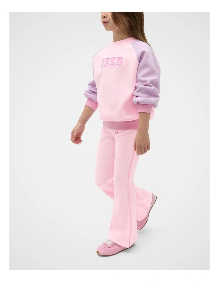Colour Block Logo Sweat Top in Pink image 1
