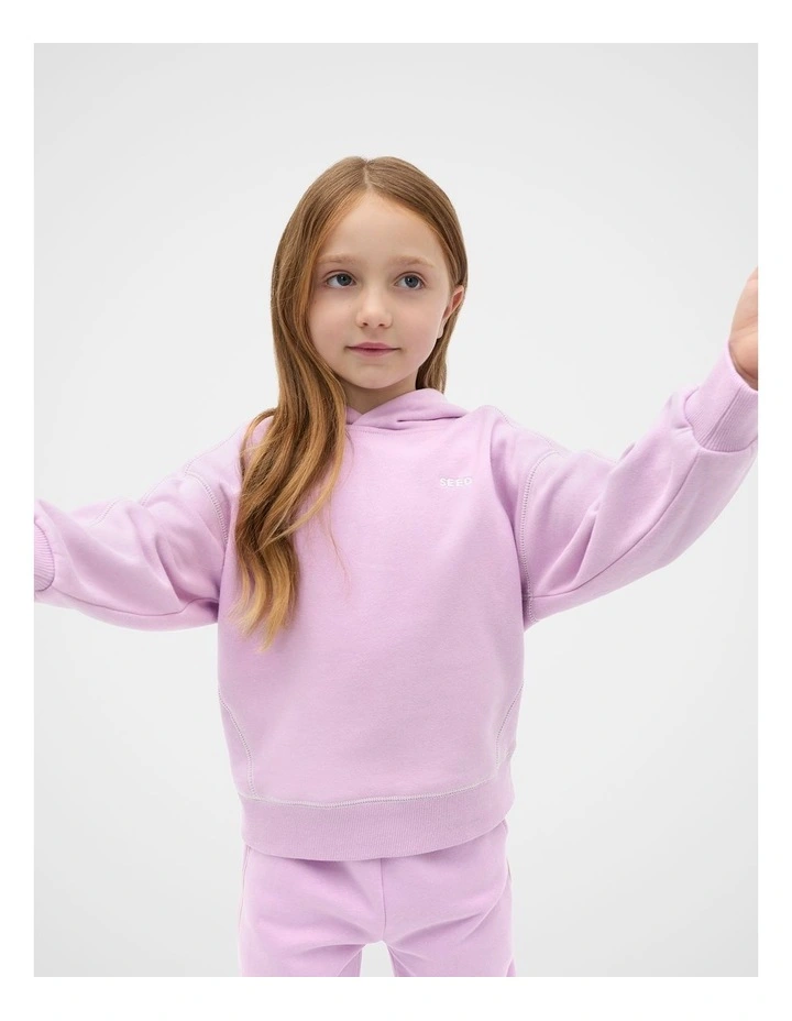 Contrast Stitch Hoodie in Pink image 1
