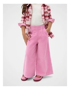 Cord Button Pant in Pink