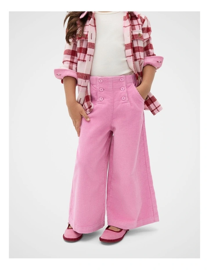 Cord Button Pant in Pink image 1