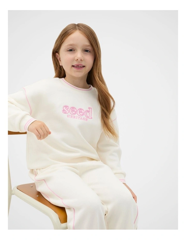 Core Logo Sweat Top in Cream image 1