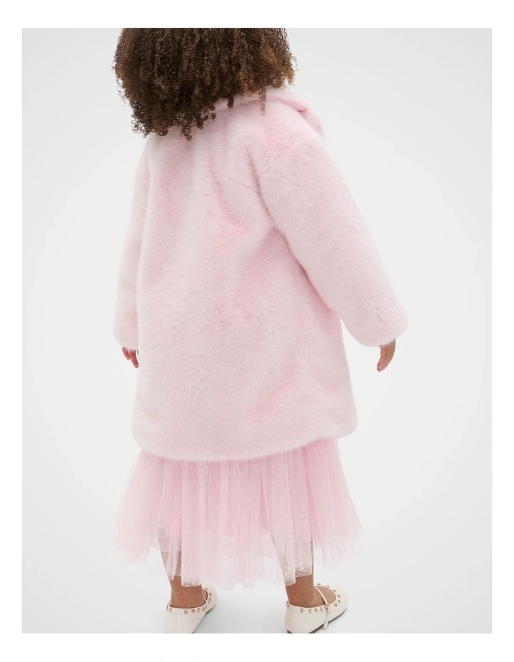 Faux Fur Coat in Pink Lemonade image 2